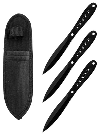 3-pc. Leaf Point Throwing Knives - Black