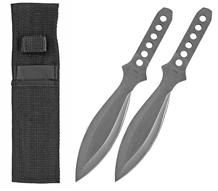 2-pc. Spear Point Throwing Knives - Silver