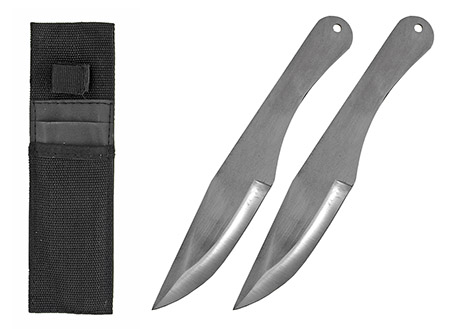 2-pc. Drop Point Throwing Knives - Silver