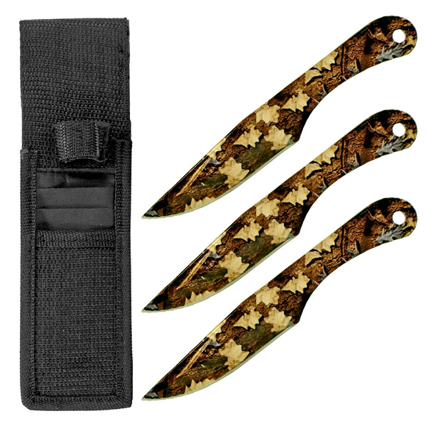 3-pc. Throwing Knife Set - Woodland Camo