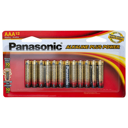 12-pc. Panasonic Alkaline Plus Power "AAA" Batteries