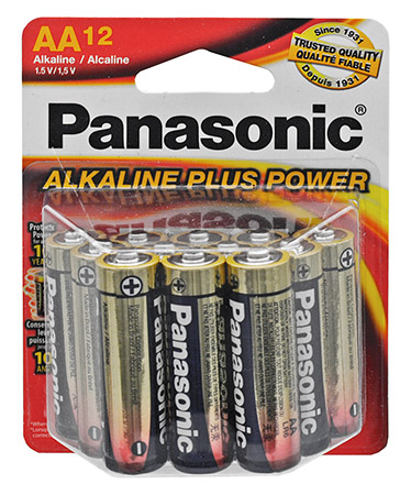 12-pc. Panasonic Alkaline "AA" Batteries
