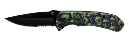 4.5" Spring Assist Folding Knife - Green Skull Camo