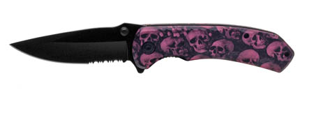 4.5" Spring Assist Folding Knife - Pink Skull Camo