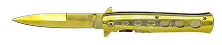 5" Spring Assist Stiletto Folding Knife - Gold