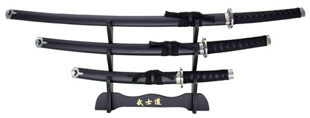 3-pc. Samurai Sword Set - Black Sheath