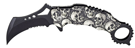 4.5" Spring Assist Hook Folding Knife - Skull Camo