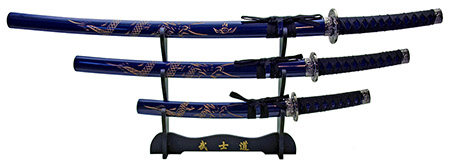 3-pc. Samurai Sword Set - Blue