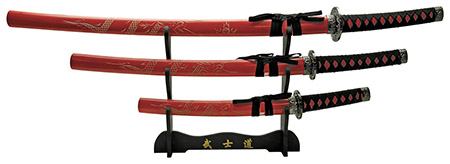 3-pc. Samurai Sword Set - Red