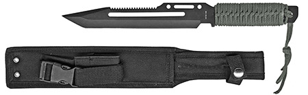 14" Combat Knife - Black w/Green Handle