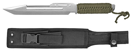 14" Combat Knife - Silver w/Green Handle