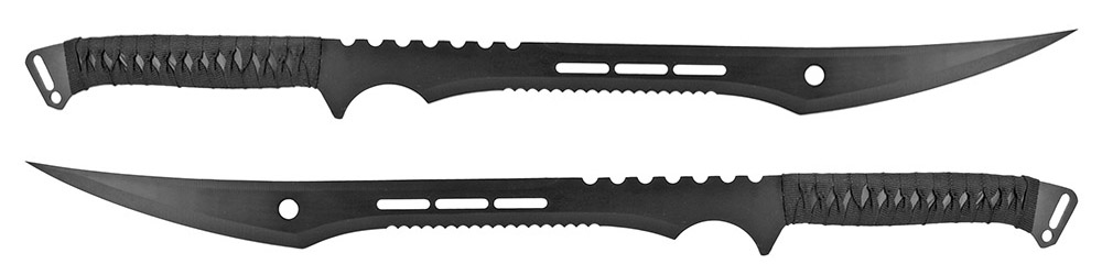 27" Twin Tactical Machete Set - Black