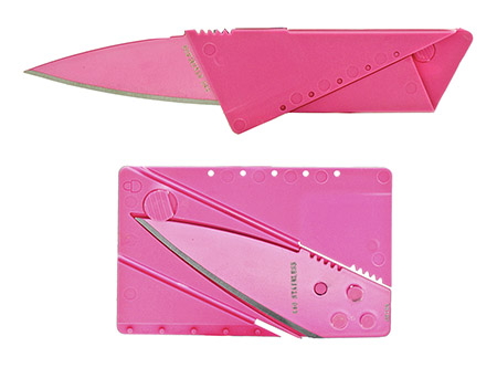 3.5" x 2" Credit Card Folding Knife  - Pink