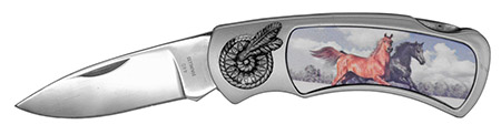 4.25" 3D Hologram Folding Knife - Horse
