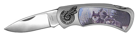 4.25" 3D Hologram Folding Knife - Wolf