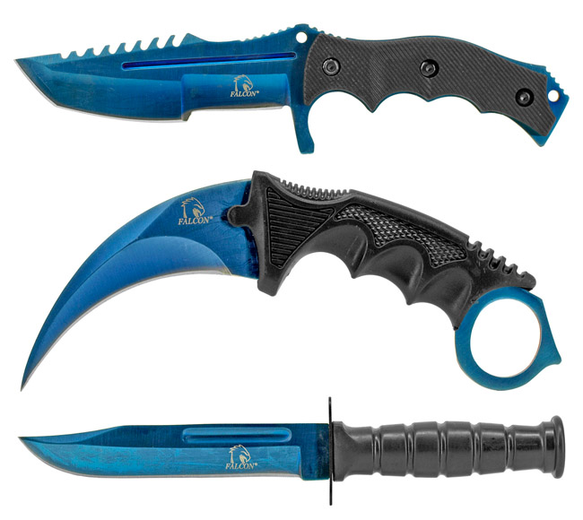 3 - pc. Tactical Knife Collection - Blue