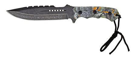 12" Stone Wash Knife - Woodland Camo