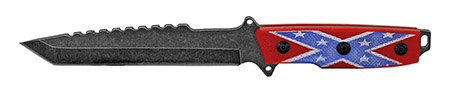 11.75" Stone Wash Knife - Confederate Flag