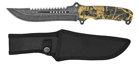 12" Clip Point Tactical Knife - Tree Camo