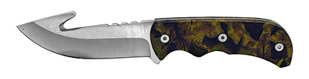 9" Hunting Knife with Gut Hook - Woodland Camo