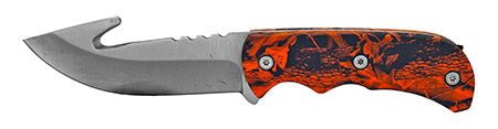 9" Hunting Knife with Gut Hook - Orange