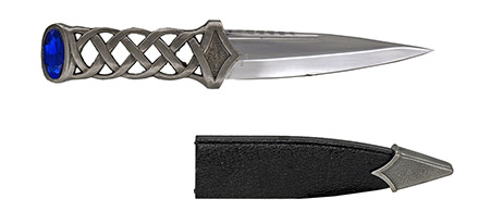 7.5" Scottish Dirk Dagger - Blue Jewel