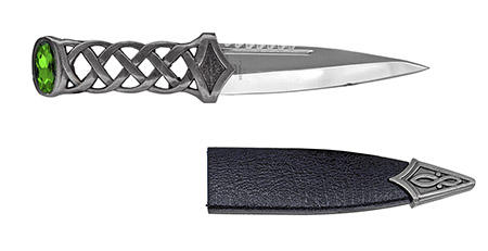 7.5" Scottish Dirk Dagger - Green Jewel