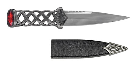 7.5" Scottish Dirk Dagger - Red Jewel