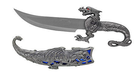 16" Decorative Dragon Knife - Blue