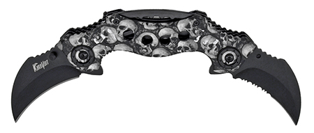 5-1/2" 2 Blade Spring Assist Folding Knife - Black and White