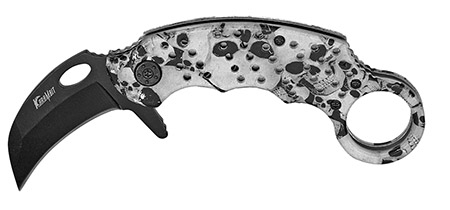 4.75" Karambit Spring Assist Folding Knife - Skull Camo