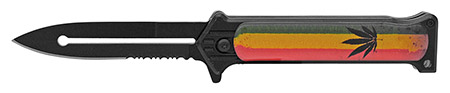 4.5" Spring Assist Folding Knife - Rasta Leaf Flag