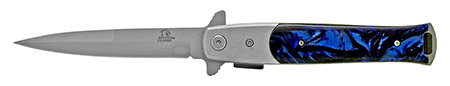 4.75" Spring Assisted Stiletto Folding Knife - Blue