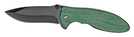 4.5" Spring Assist Folding Knife - Green Wood