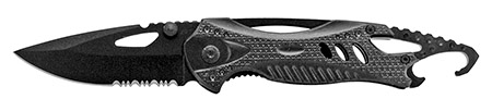4" Spring Assisted Camping Knife with Bottle Opener - Black