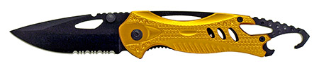 4" Spring Assisted Camping Knife with Bottle Opener - Yellow
