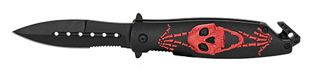 4.75" Skull Spring Assist Folding Knife - Red