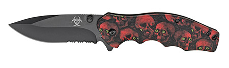 4.5" Spring Assist Skull Camo Folding Knife - Red