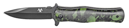 4.5" Spring Assist Folding Knife - Green Skull Camo