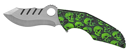 5" Spring Assist Folding Knife - Green Skull Camo