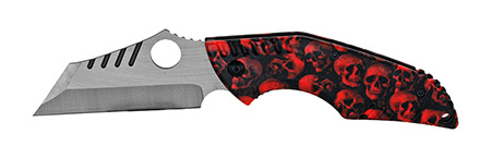 5.25" Spring Assisted Skull Folding Knife - Red