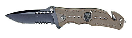 4.75" Spring Assist Skull Folding Knife - Tan