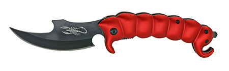 5" Spring Assist Scorpion Folding Knife - Red