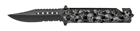 4.5" Skull Spring Assist Folding Knife - Silver