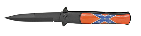 4.75" Spring Assist Confederate Flag Folding Knife - Black