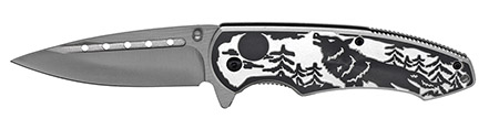 4.5" Spring Assist Wolf Folding Knife - Silver