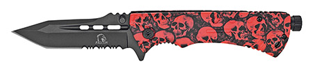 5" Spring Assist Folding Knife - Red Skull