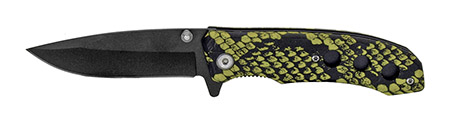 4" Spring Assisted Snake Skin Folding Knife - Black