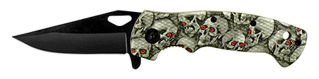 4.5" Spring Assisted Skull Folding Knife - Camo