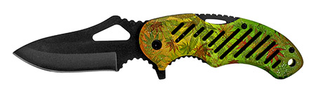 4.5" Spring Assisted Knife - Green Leaf Camo